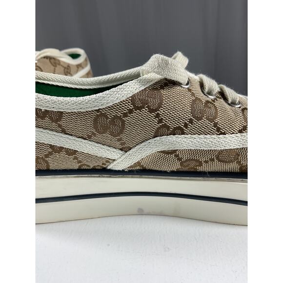 Gucci 'Gg' Brown Textile Tennis Sneakers Size 8 - Picture 13 of 16